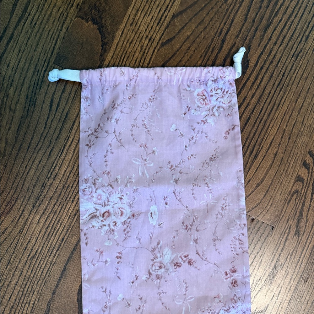 Floral Pink Drawstring Bag Loveshackfancy dust bag for bikini
